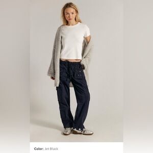Free People We The Free Tahiti Cargo Pants - Size Small, Jet Black NWOT